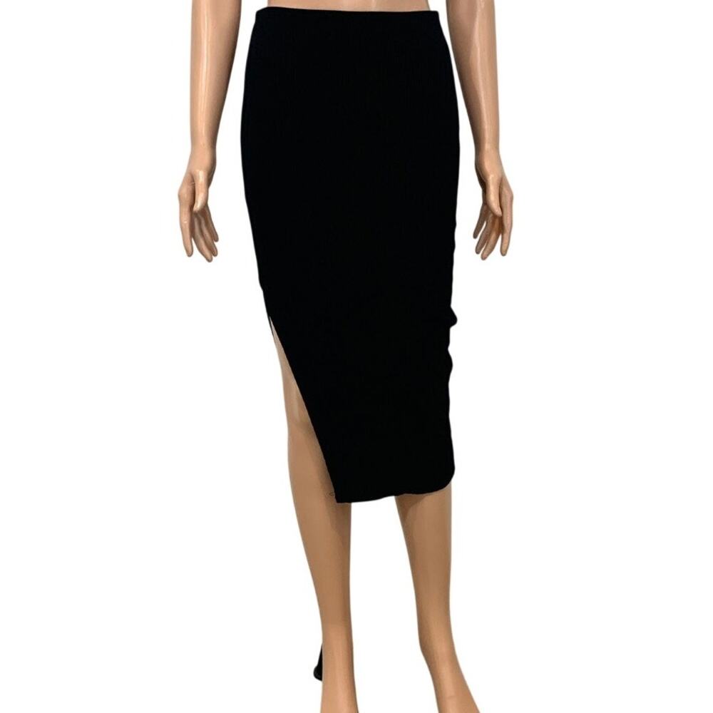Lulu's medium ribbed side hem split body con skirt SK2 3377